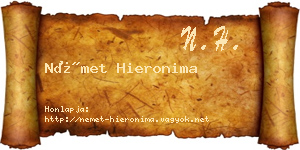Német Hieronima névjegykártya